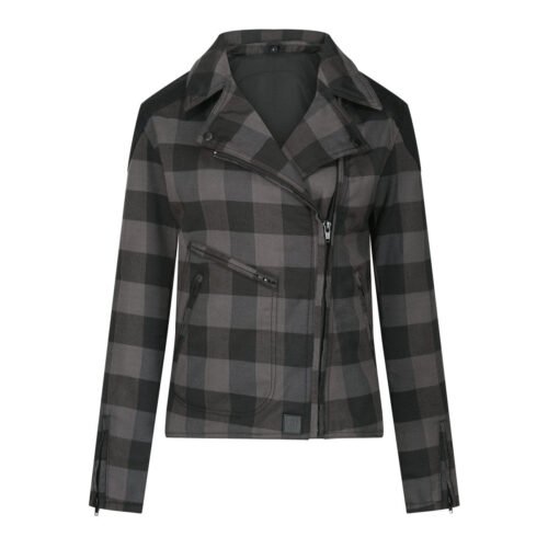 motogirl jessie flannel jacket in grey jpg