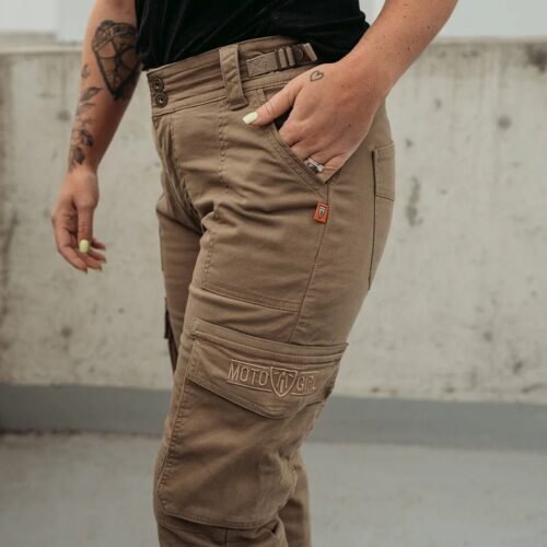 motogirl lara cargo trousers in beige jpg